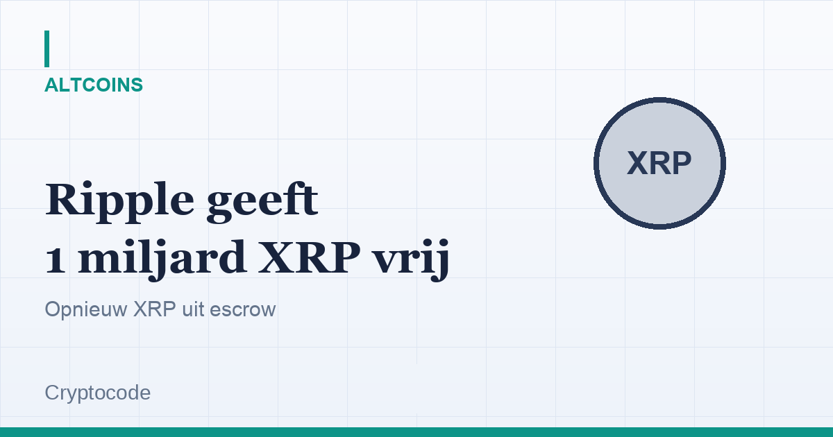 Artikelafbeelding voor: Ripple zet opnieuw een miljard XRP vrij uit escrow