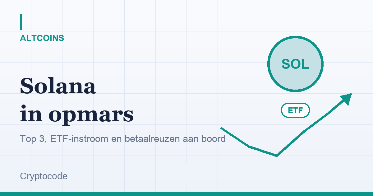 Artikelafbeelding voor: Solana in opmars: top 3, ETF-instroom en betaalreuzen aan boord